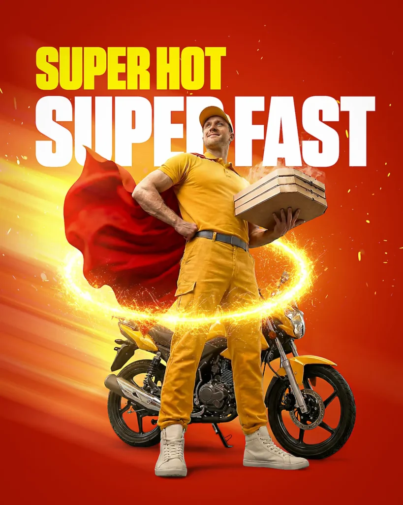 Super Hot Super Fast — food delivery ad design